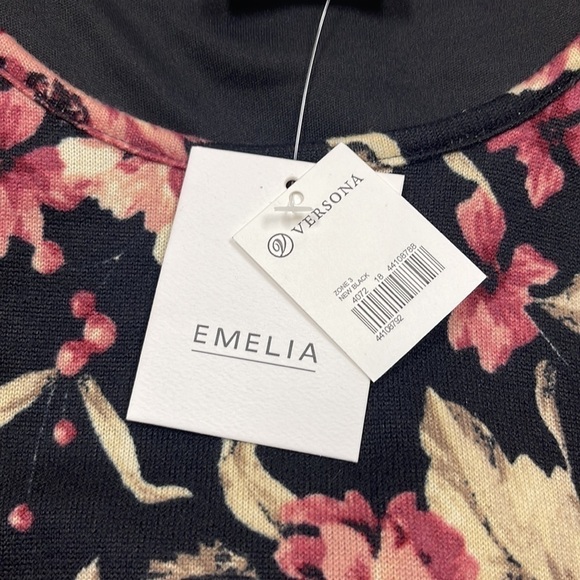 Emelia: NWT Women’s Black, Pink, Tan, Floral Bell Sleeve Dress, Size S - Picture 4 of 11